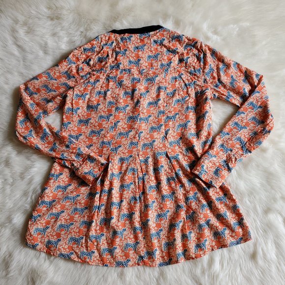 Anthro Vanessa Virginia Honore Tiger Print Top XS - Picture 4 of 14